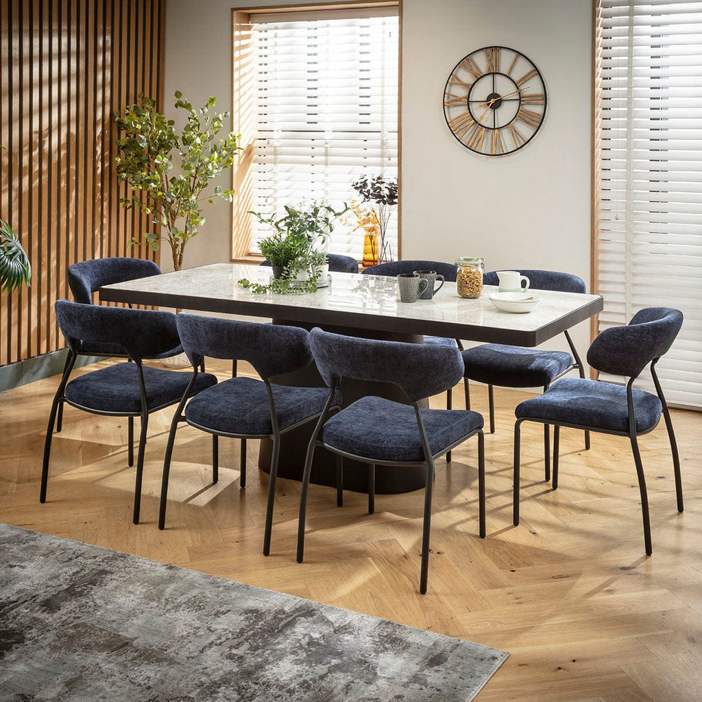 Ensemble de salle à manger moderne 8 places Oscar &amp; Hastings en céramique bleu foncé et grise