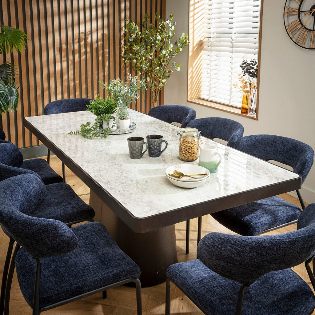 Ensemble de salle à manger moderne 8 places Oscar &amp; Hastings en céramique bleu foncé et grise