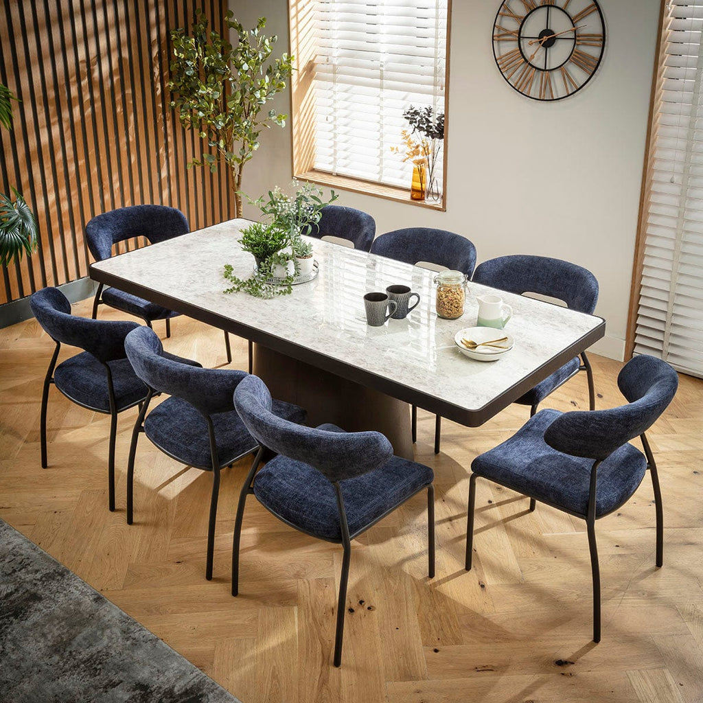 Ensemble de salle à manger moderne 8 places Oscar &amp; Hastings en céramique bleu foncé et grise