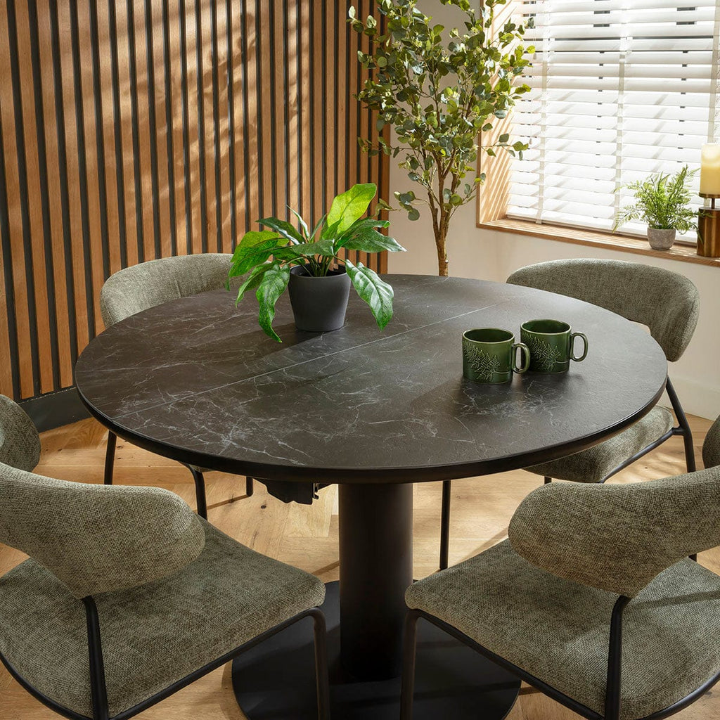 Ensemble de salle à manger rond extensible 4 places Oscar &amp; Venus en céramique verte et noire