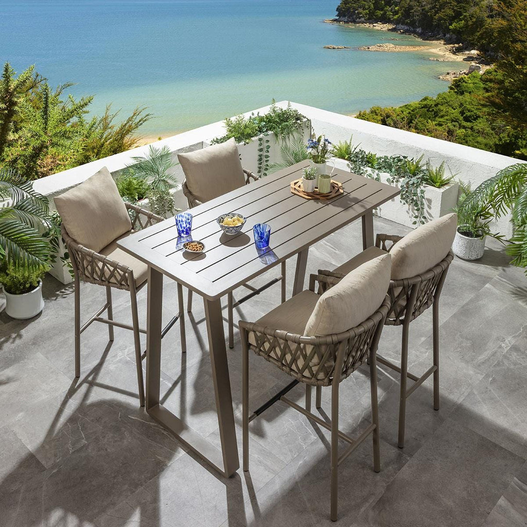 Ensemble bar de jardin extérieur Verity 4 places en aluminium beige