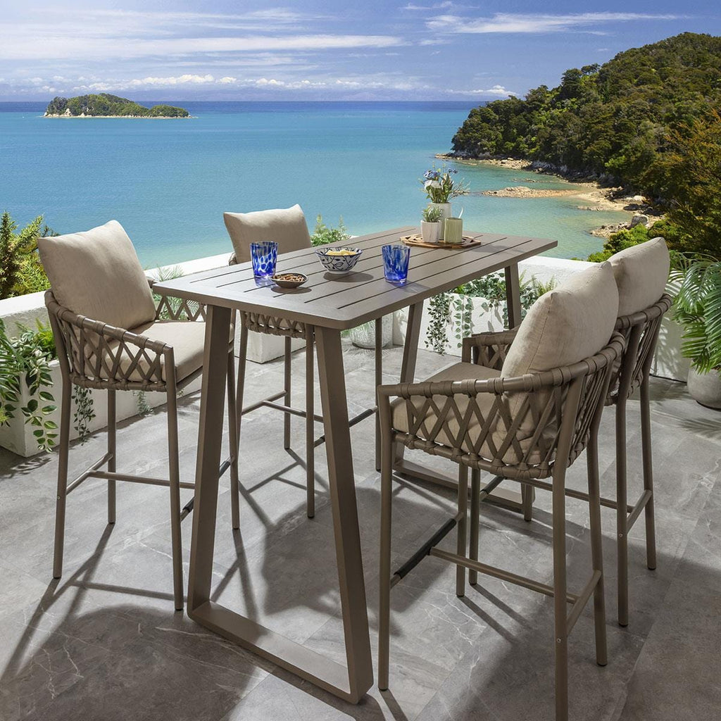 Ensemble bar de jardin extérieur Verity 4 places en aluminium beige