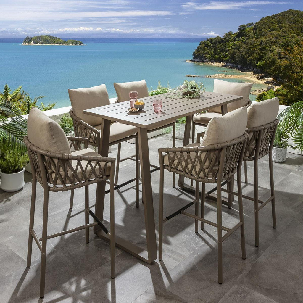 Ensemble bar de jardin extérieur Verity 6 places en aluminium beige