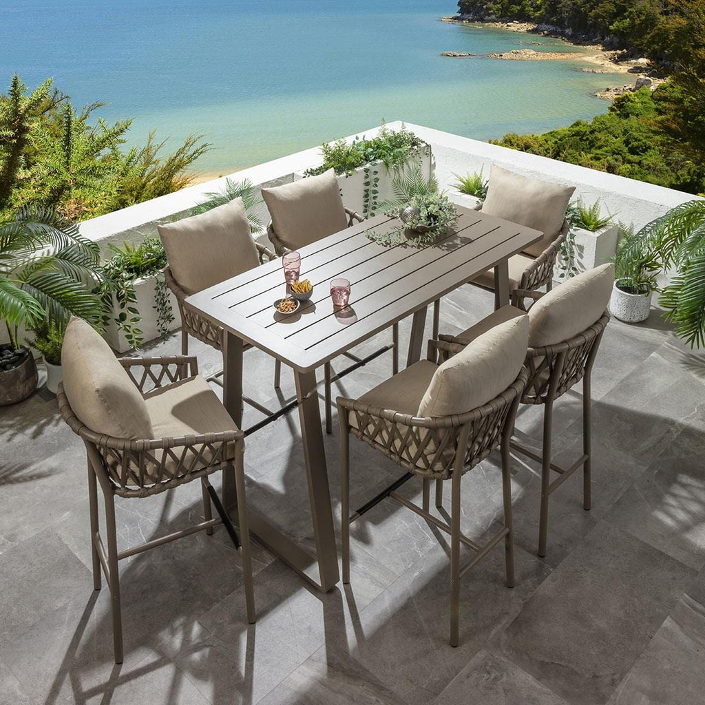 Ensemble bar de jardin extérieur Verity 6 places en aluminium beige