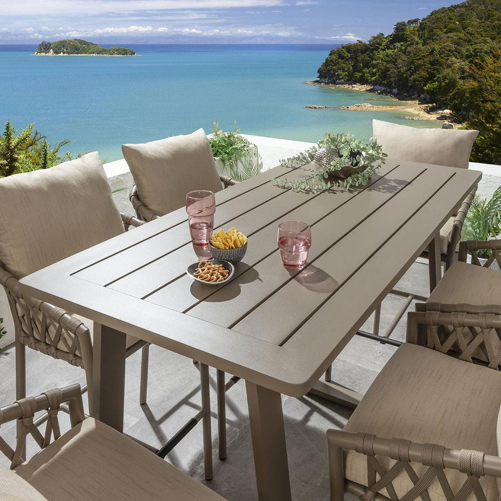 Ensemble bar de jardin extérieur Verity 6 places en aluminium beige