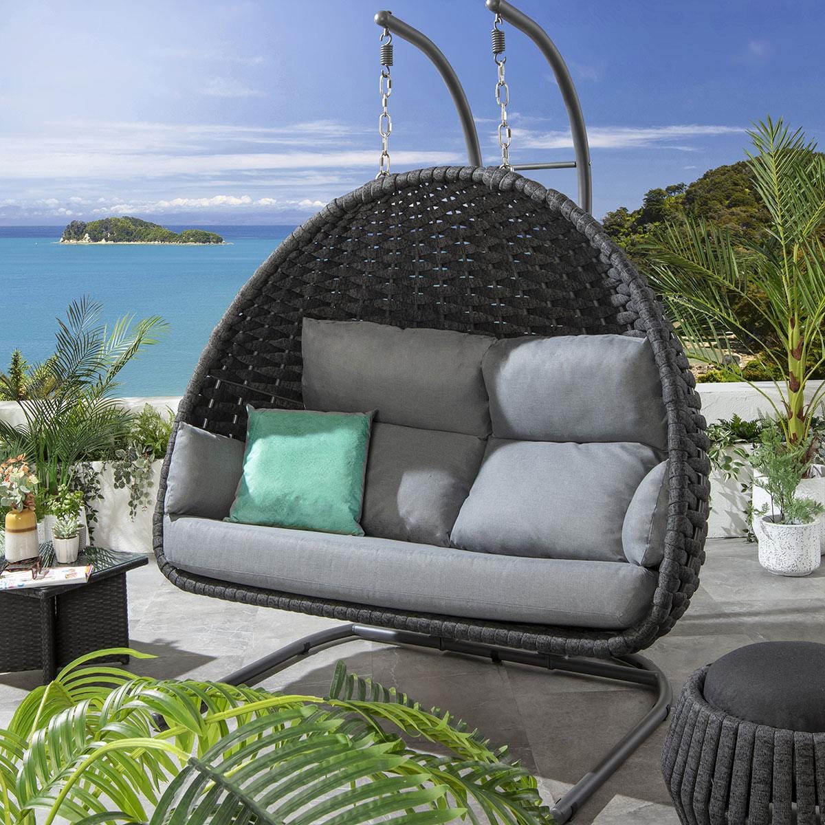 Sundowner Double Hanging Egg Chair Charcoal & Grey