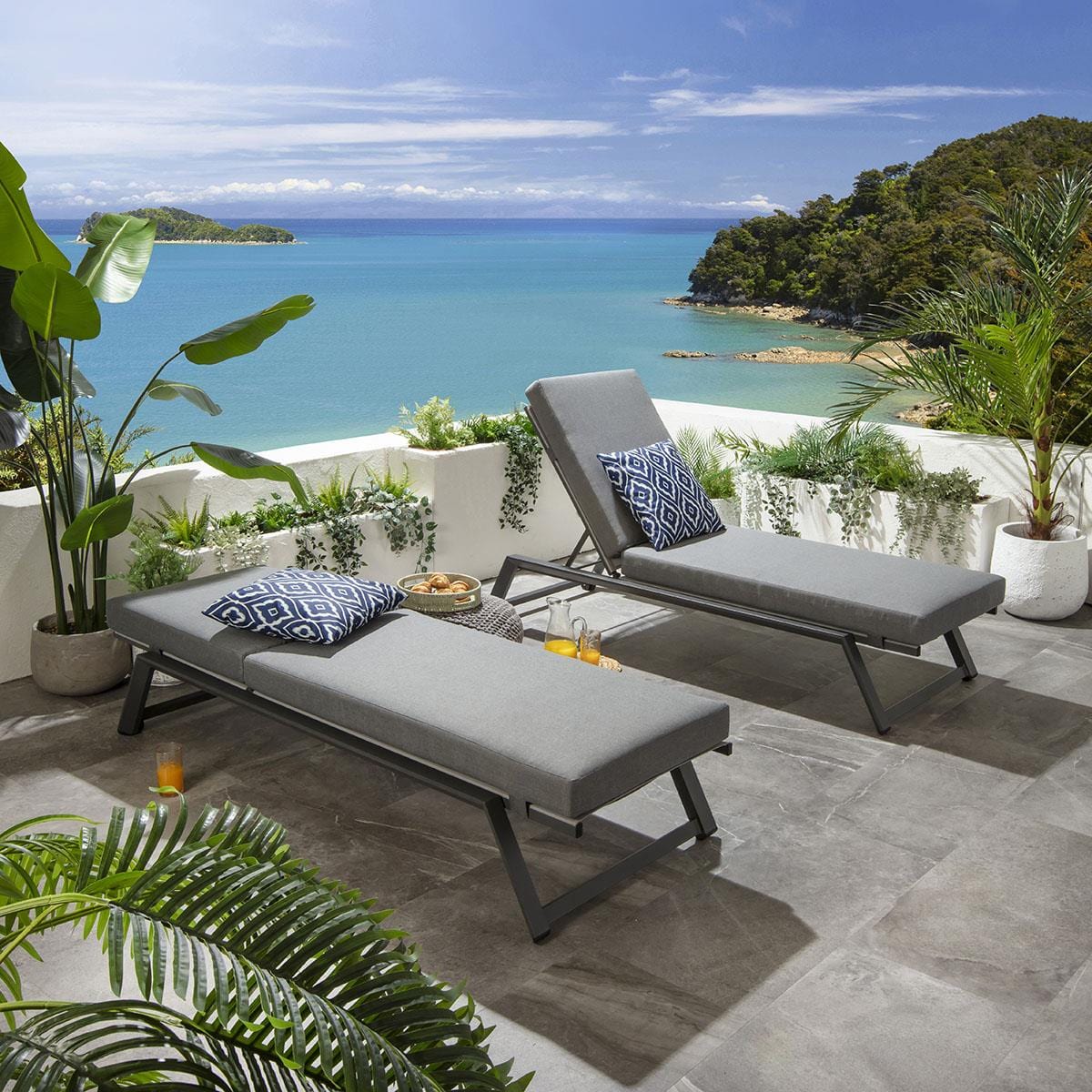 Chaise longue rembourrée Cayman Garden grise 196 x 70 cm