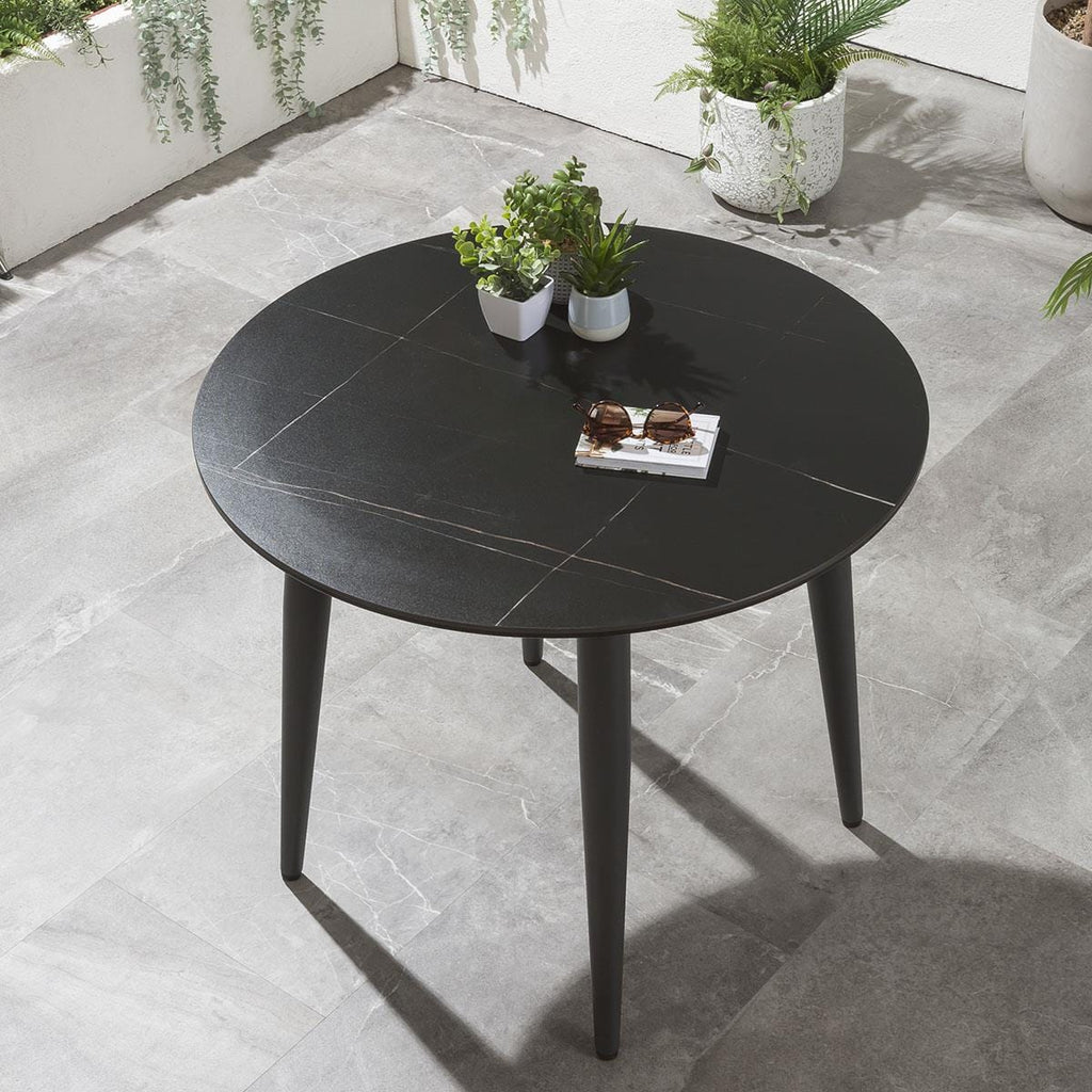 Table de salle à manger ronde d'extérieur Portals 90 cm, couleur anthracite