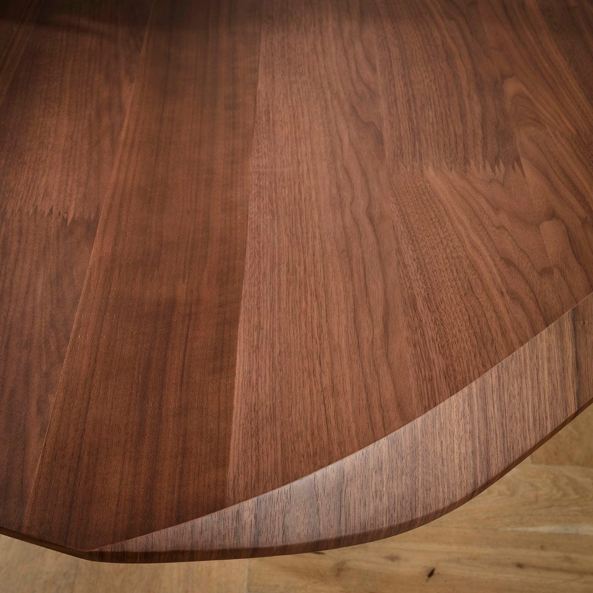 Table de salle à manger Phoenix 8 places en bois, noyer et cuivre, 240 x 110 cm