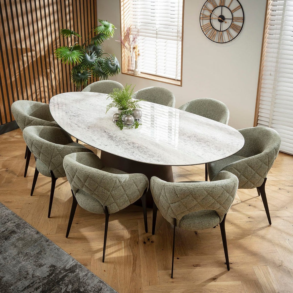 Ensemble de salle à manger ovale 8 places Piper &amp; Ashford en céramique verte et grise