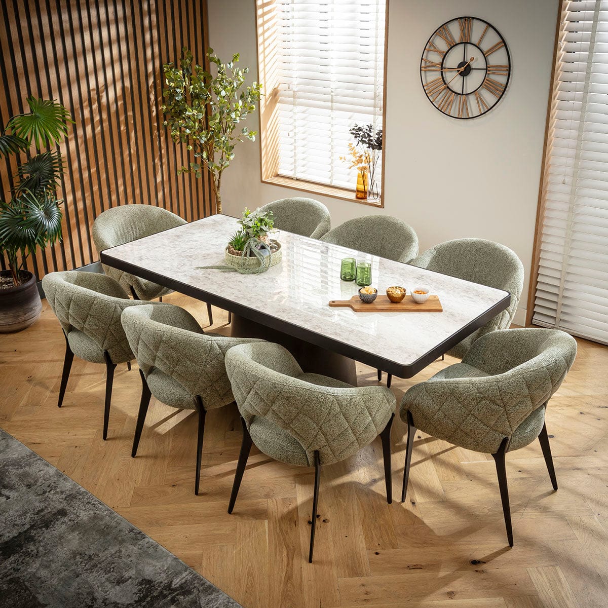 Ensemble de salle à manger moderne 8 places Piper &amp; Hastings en céramique verte et grise