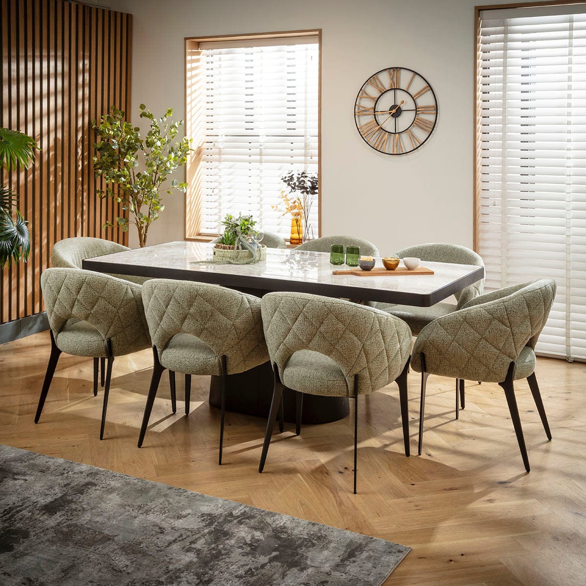 Ensemble de salle à manger moderne 8 places Piper &amp; Hastings en céramique verte et grise