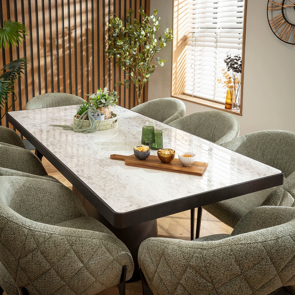 Ensemble de salle à manger moderne 8 places Piper &amp; Hastings en céramique verte et grise