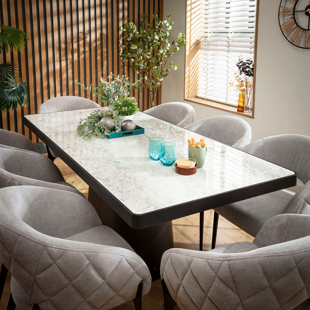 Ensemble de salle à manger moderne 8 places Piper &amp; Hastings en céramique grise