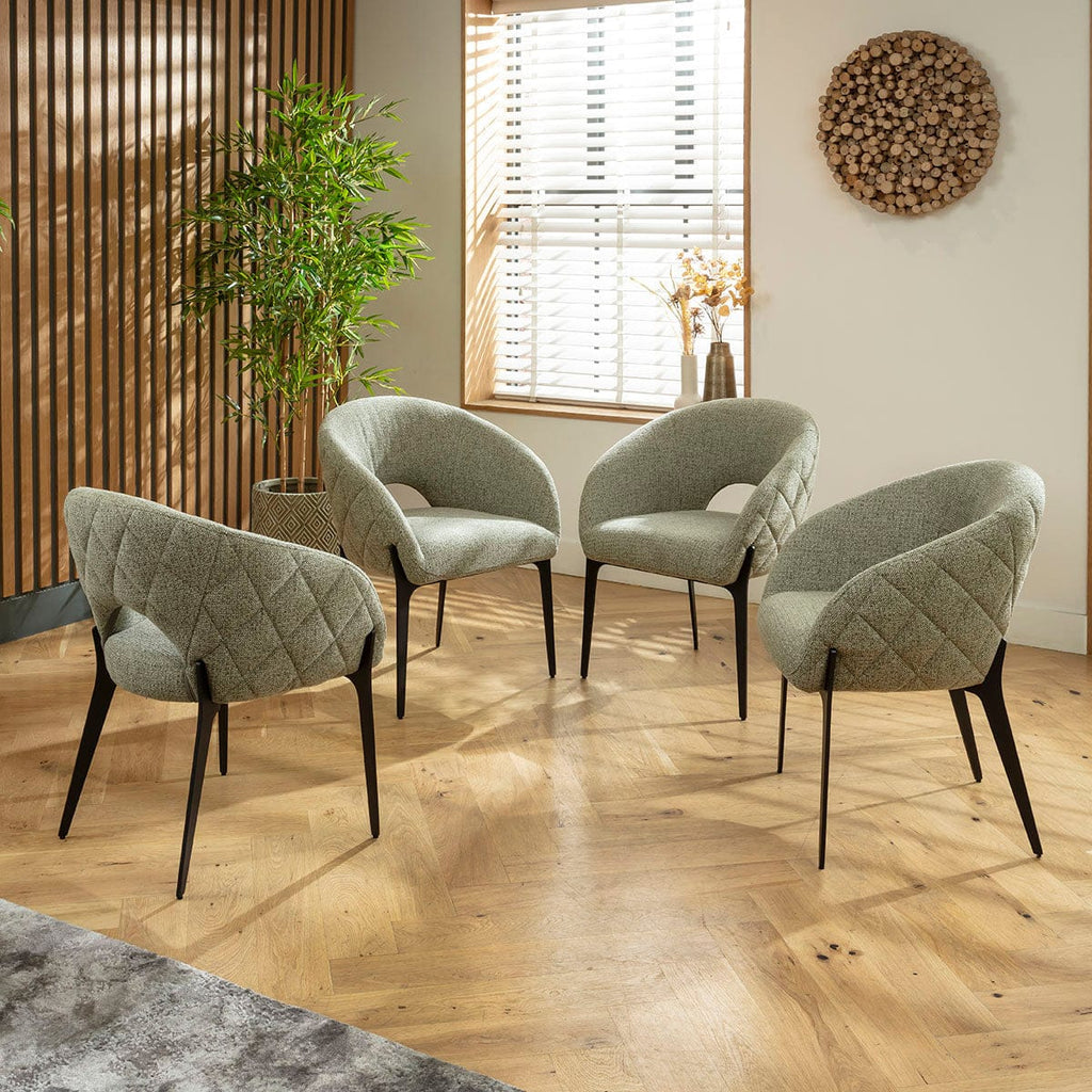 Ensemble de salle à manger rond extensible 4 places Piper &amp; Venus en céramique verte et gris clair