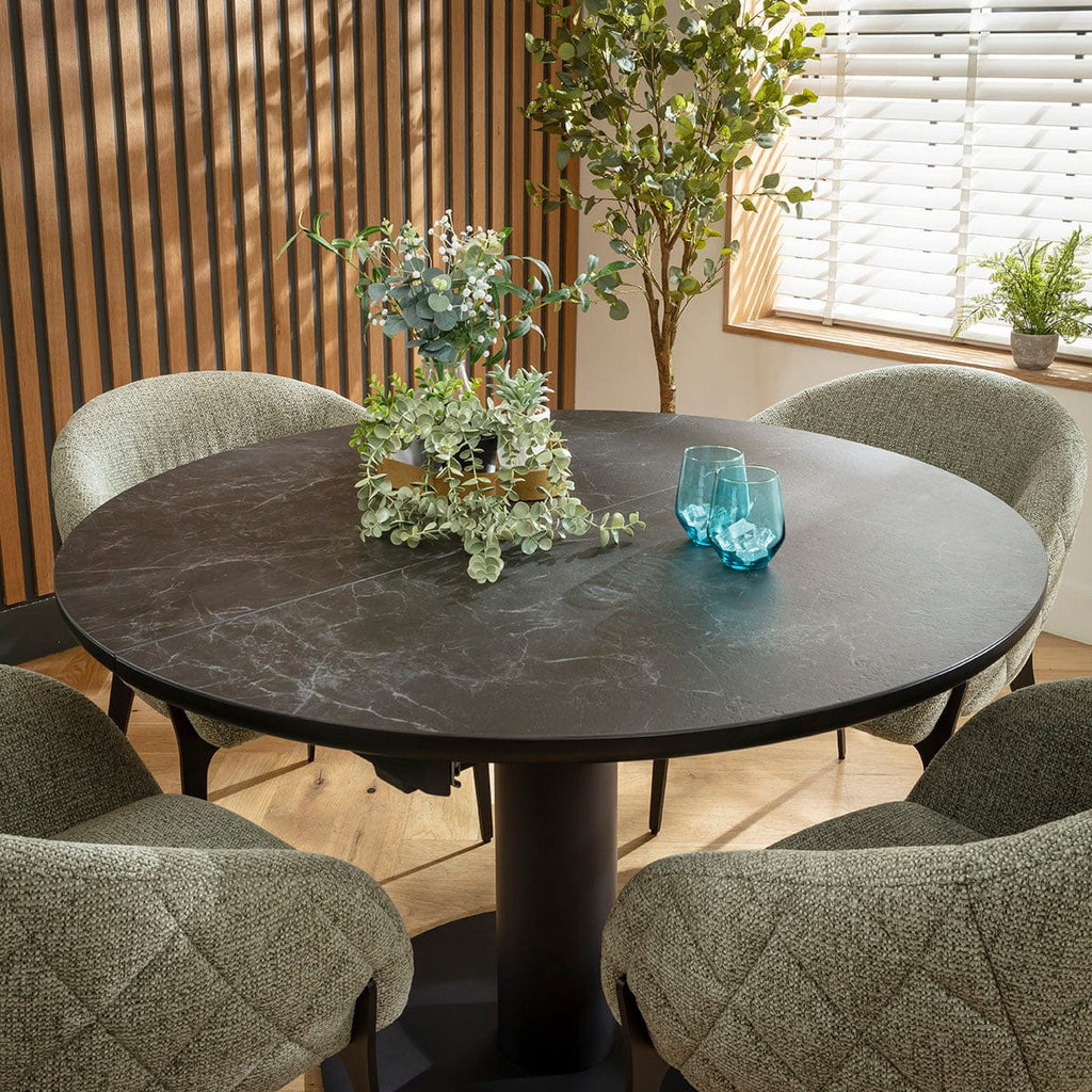 Ensemble de salle à manger rond extensible 4 places Piper &amp; Venus en céramique verte et noire