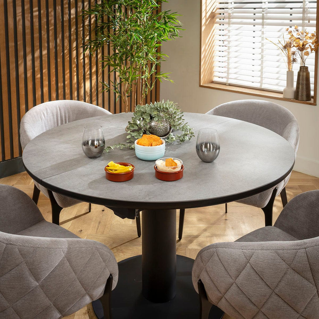 Ensemble de salle à manger rond extensible 4 places Piper &amp; Venus en céramique grise