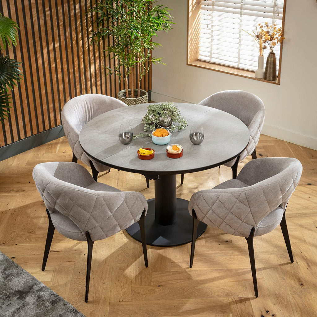 Ensemble de salle à manger rond extensible 4 places Piper &amp; Venus en céramique grise