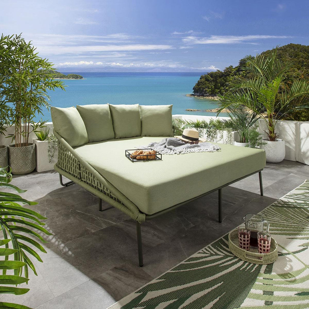 Cole Double Sun Lounger Daybed Green 183x166cm