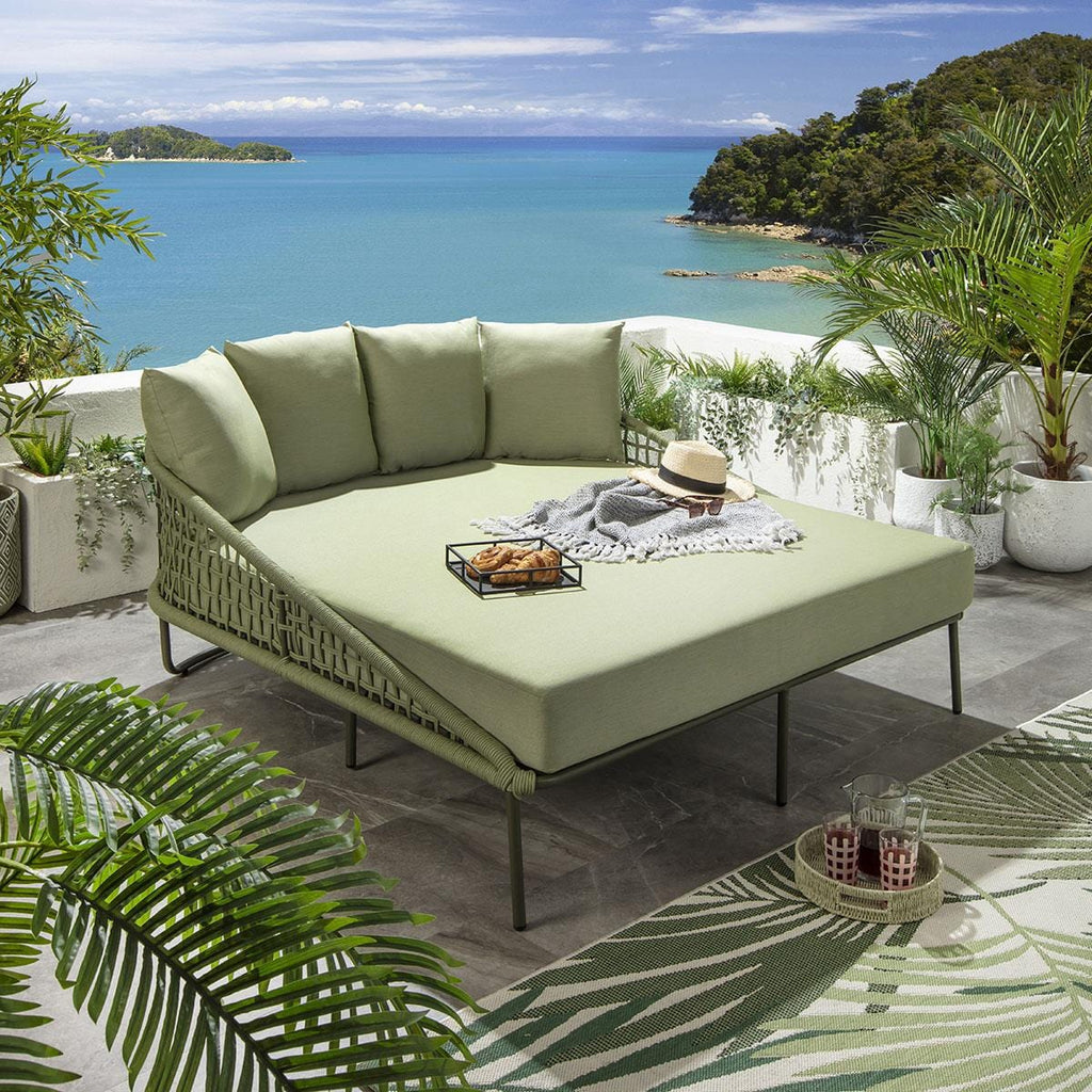 Cole Double Sun Lounger Daybed Green 183x166cm