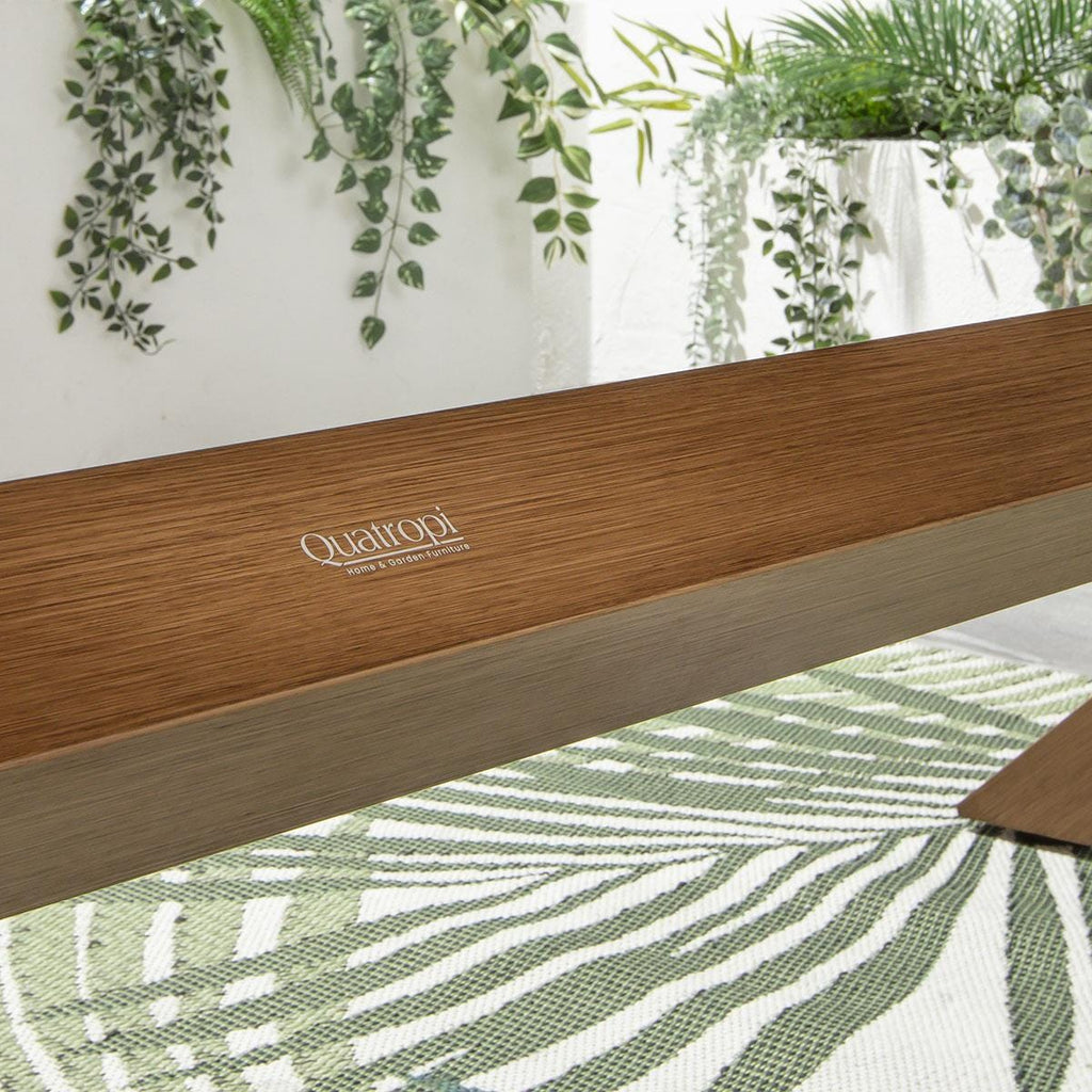 Ensemble de salle à manger de jardin Cole 6 places, aluminium effet bois vert et chêne