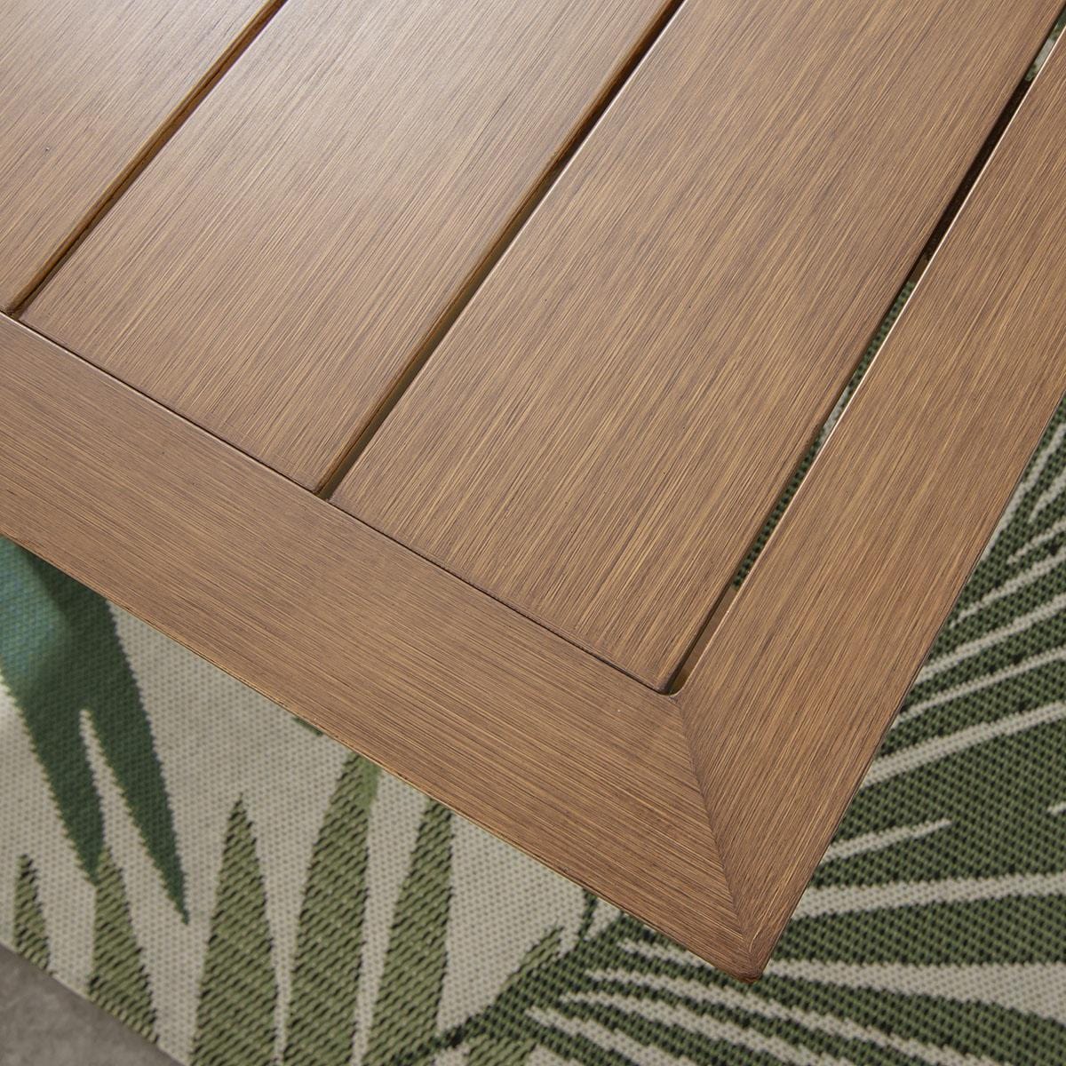 Ensemble de salle à manger de jardin Cole 6 places, aluminium effet bois vert et chêne