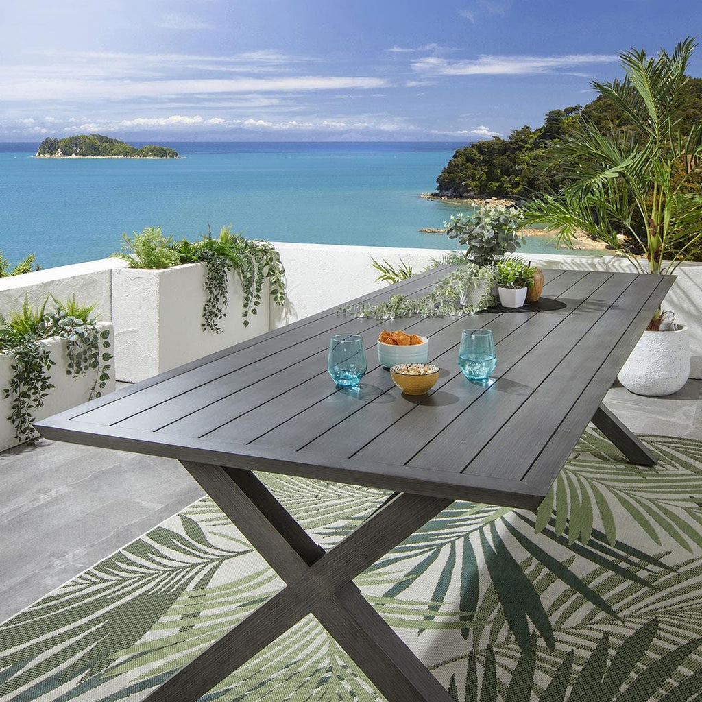 Ensemble de salle à manger de jardin 8 places Verity, en aluminium effet bois gris