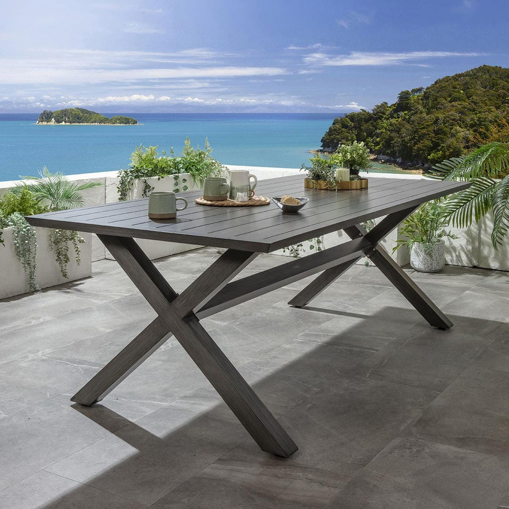 Ensemble de salle à manger de jardin 8 places Verity, en aluminium effet bois gris