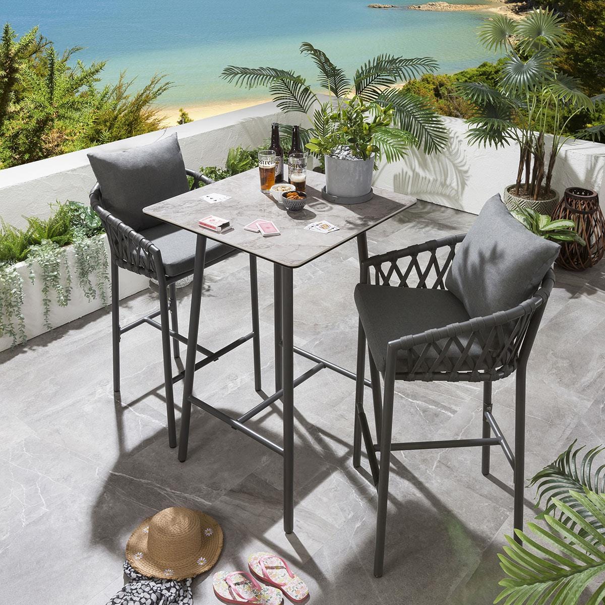 Ensemble bar de jardin 2 places Verity - Gris