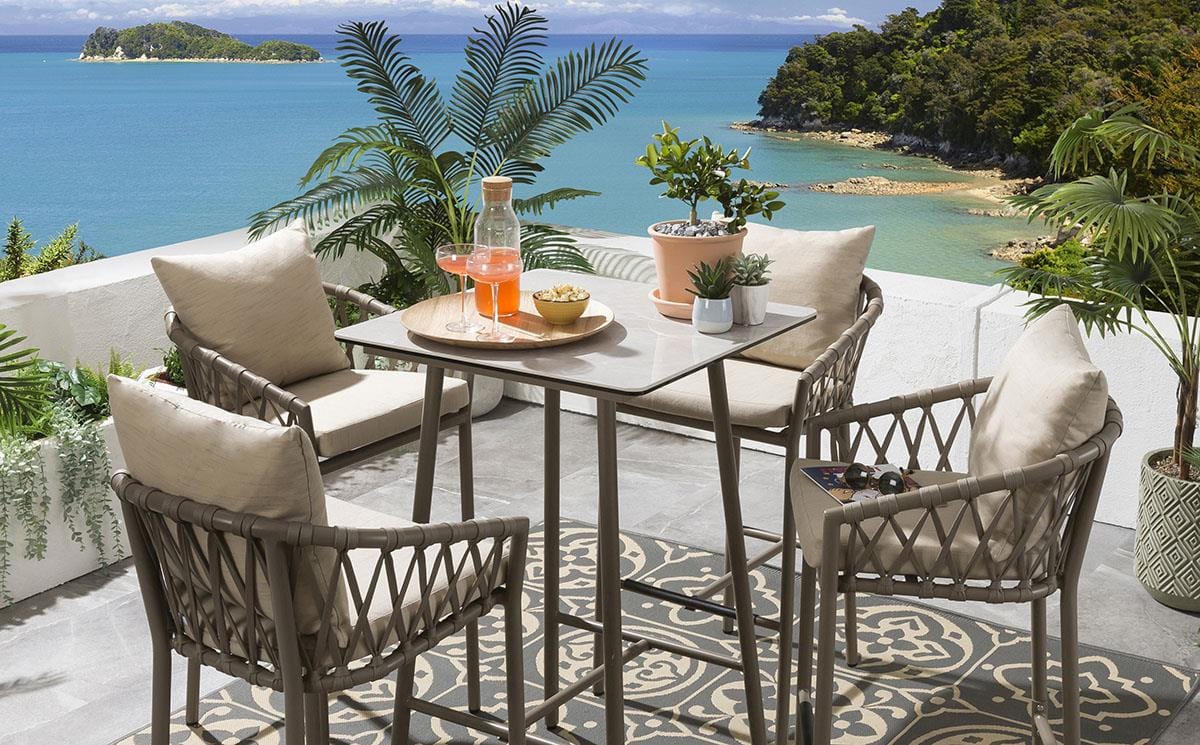 Ensemble bar de jardin Verity 4 places - Beige