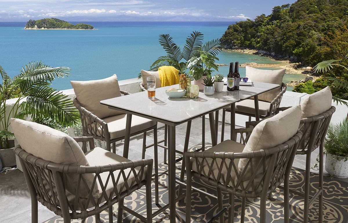 Ensemble bar de jardin Verity 6 places - Beige