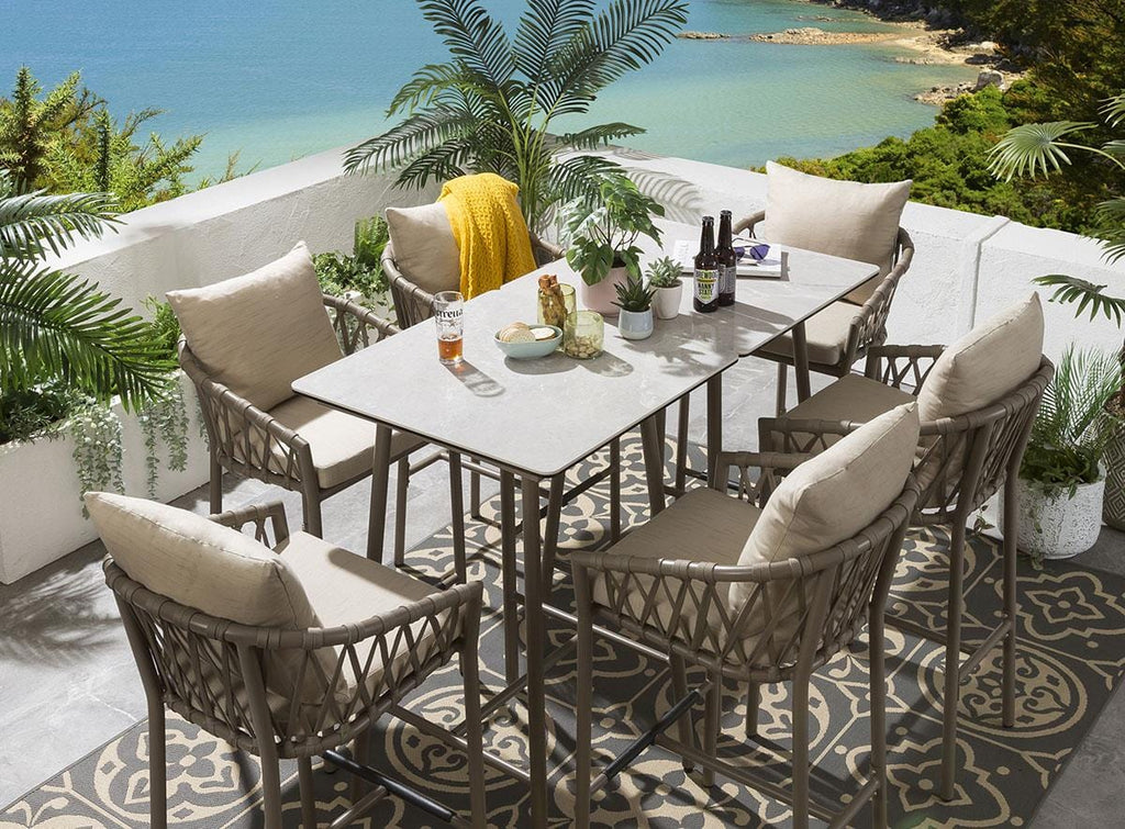 Ensemble bar de jardin Verity 6 places - Beige