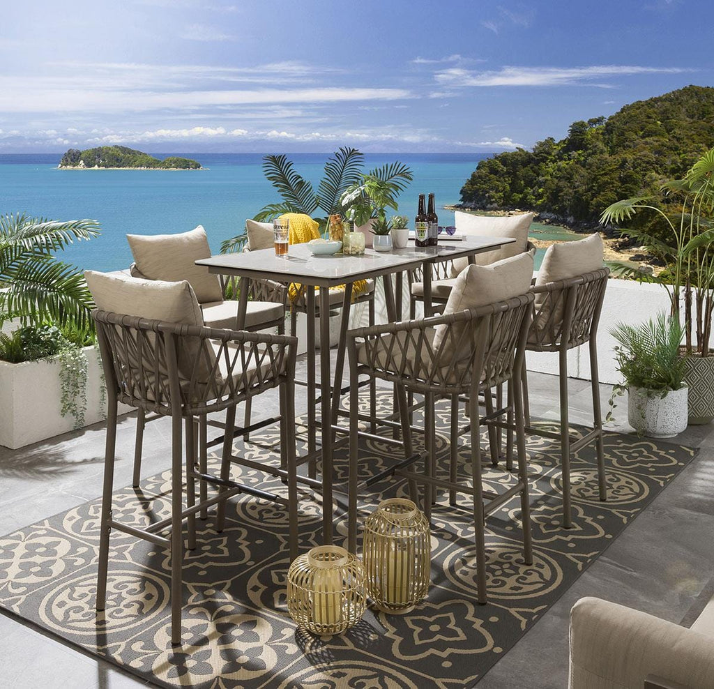 Ensemble bar de jardin Verity 6 places - Beige