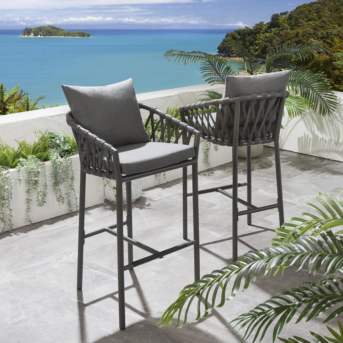 Ensemble bar de jardin Verity 6 places - Gris