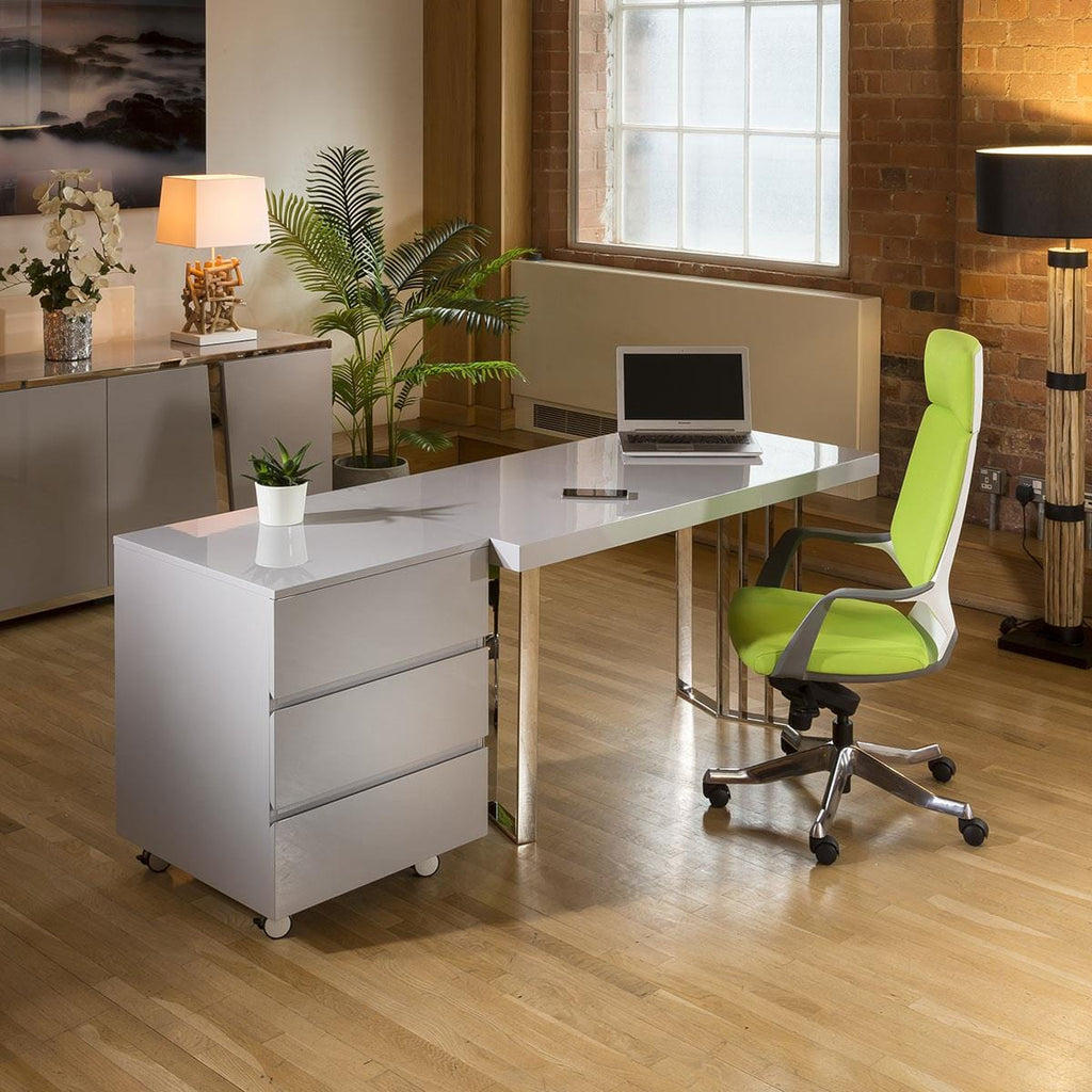 Quatropi Designer Large Darcy 1400 x 700 Desk Table Grey Gloss