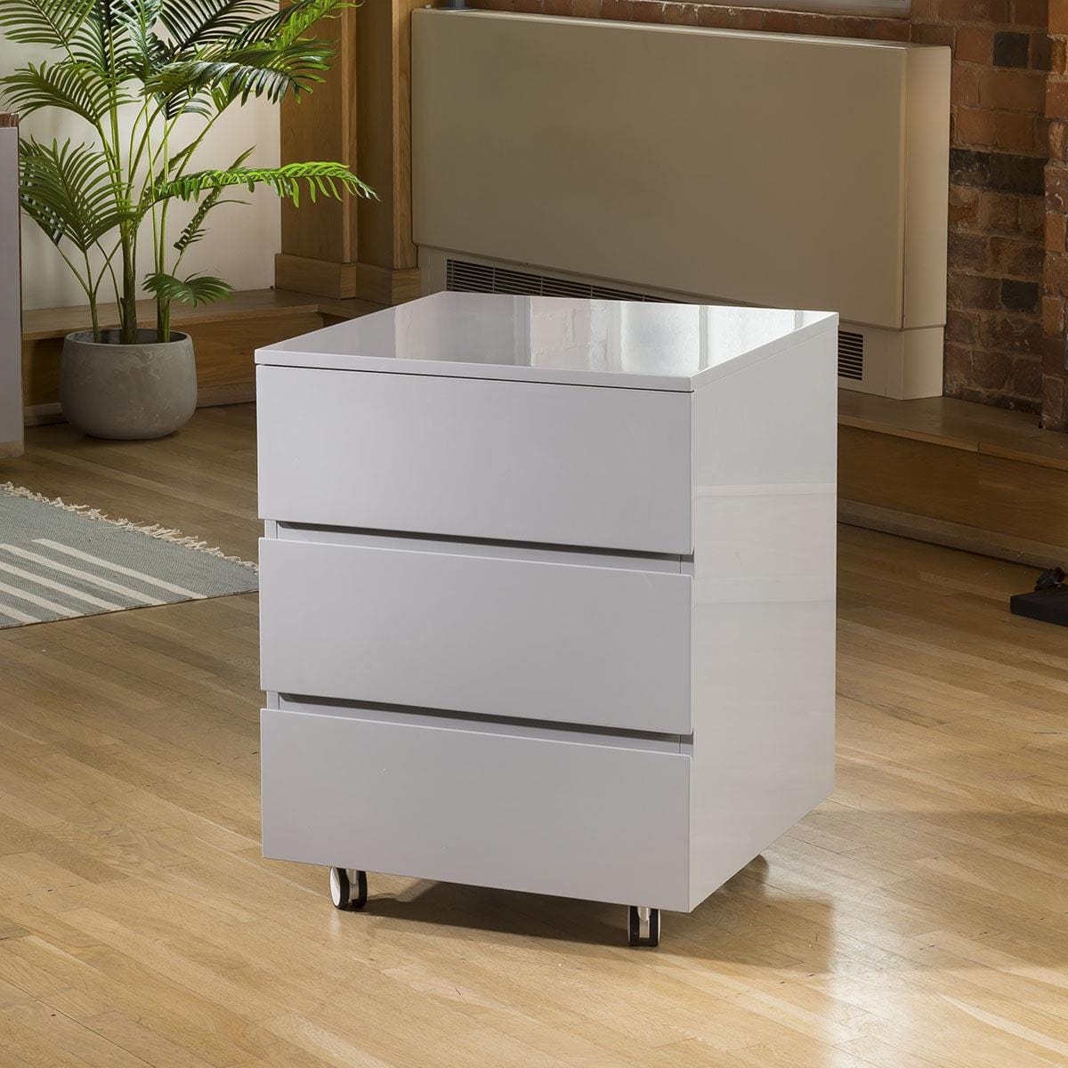 Bureau et commode Quatropi Designer Large Darcy 1700 x 800 mm, gris brillant