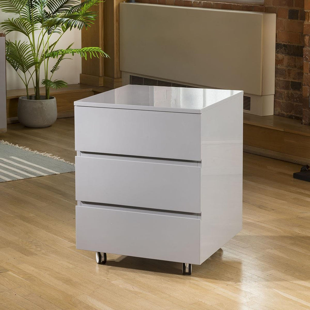 Bureau et commode Quatropi Designer Large Darcy 2200 x 800 mm, gris brillant