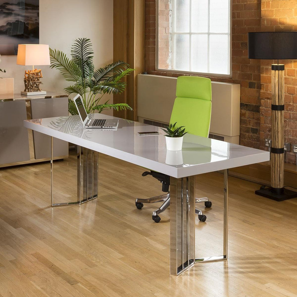 Quatropi Designer Large Darcy 2200 x 800 Desk Table Grey Gloss
