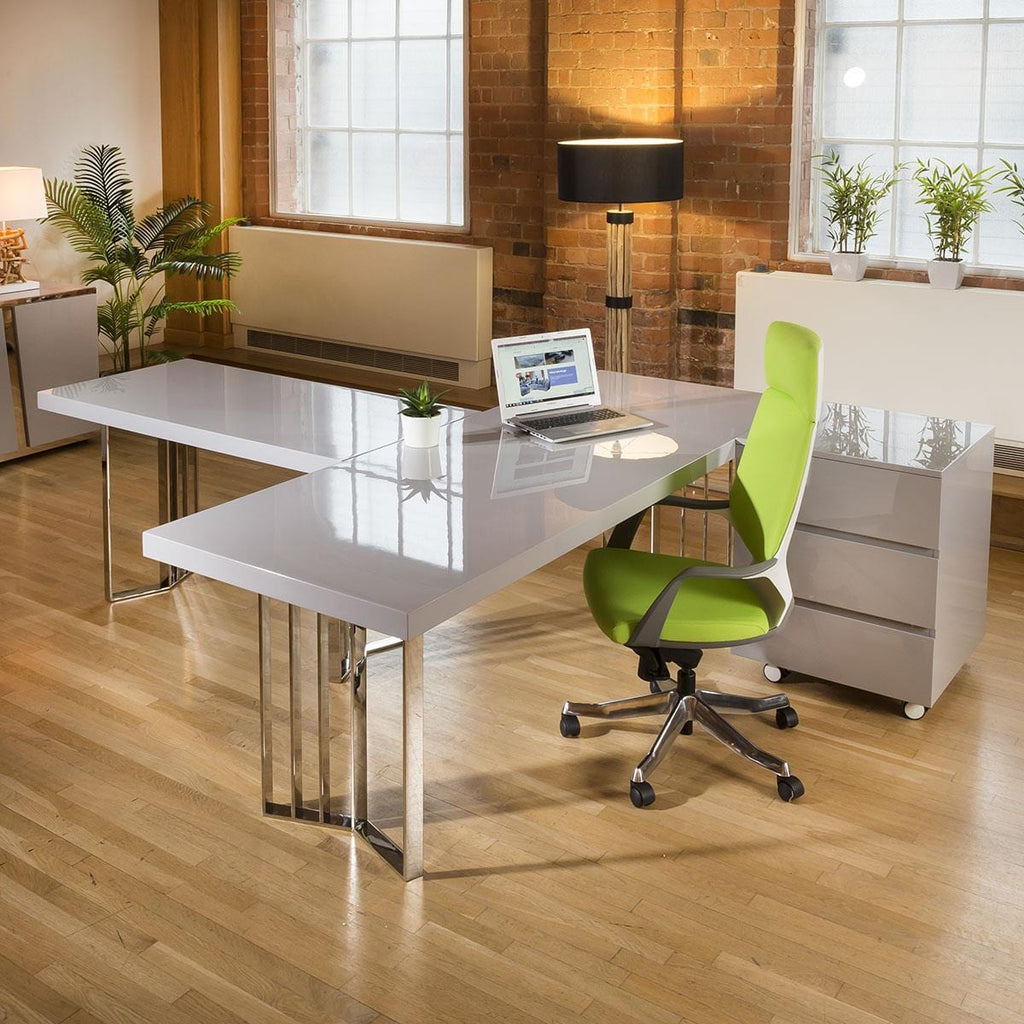 Quatropi Designer Large Darcy 2200 x 800 Desk Table Grey Gloss