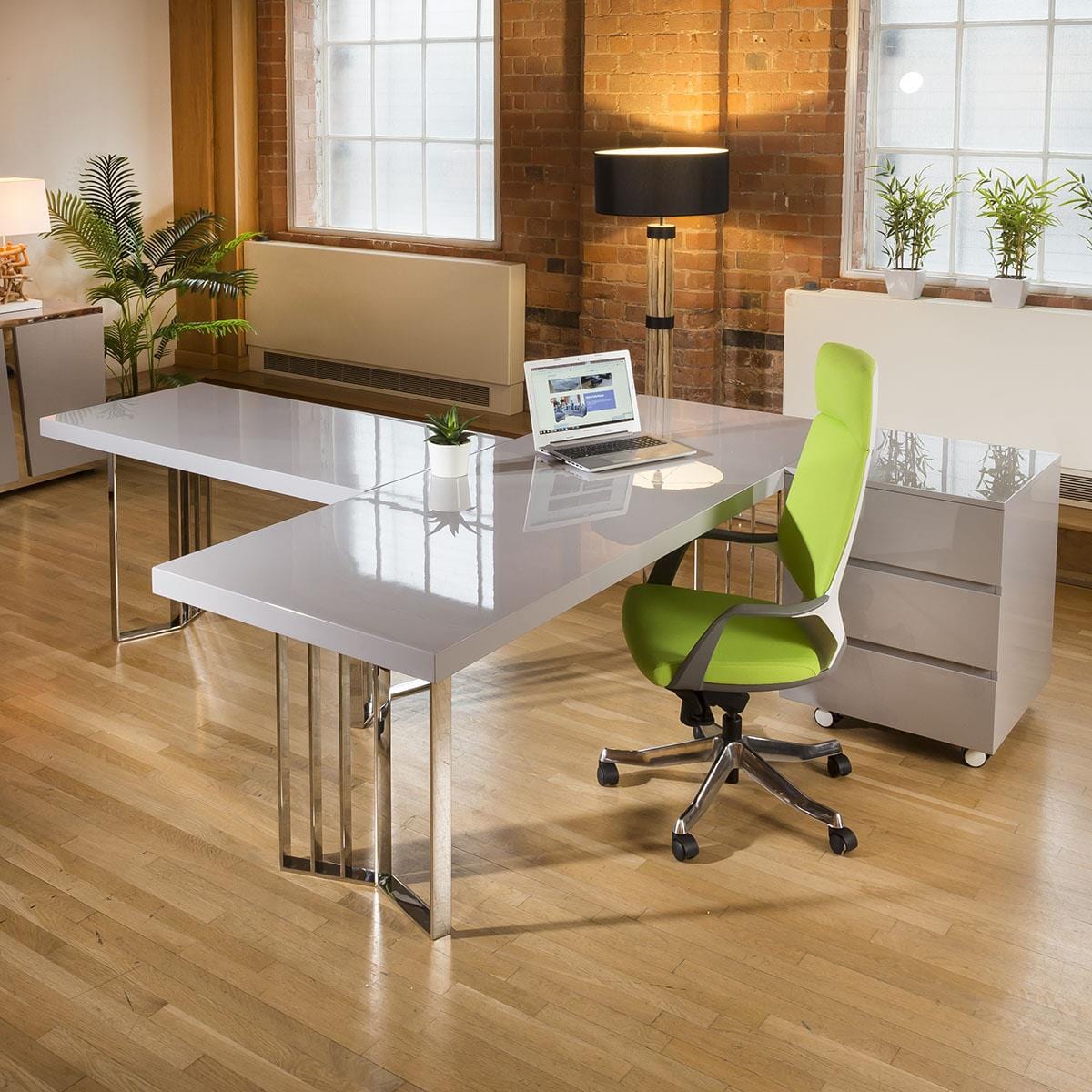 Quatropi Designer Large Darcy 2200 x 800 Desk Table Grey Gloss