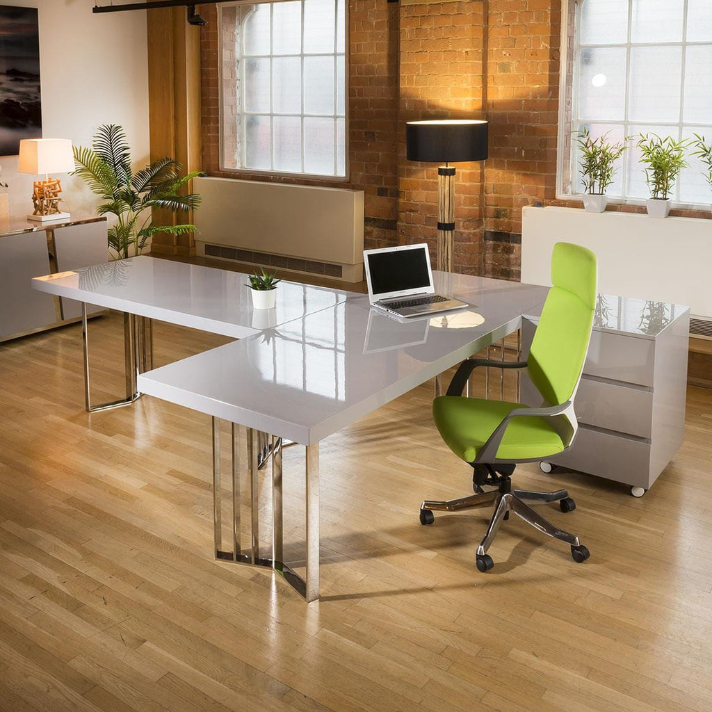 Quatropi Designer Large Darcy 2200 x 800 Desk Table Grey Gloss