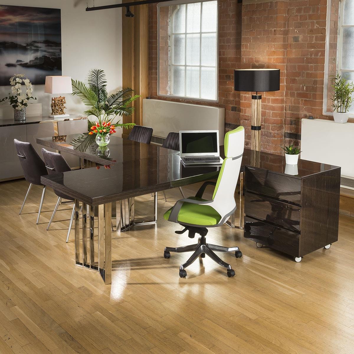 Quatropi Designer Large Darcy 2200 x 800 Desk Table Smoked Oak