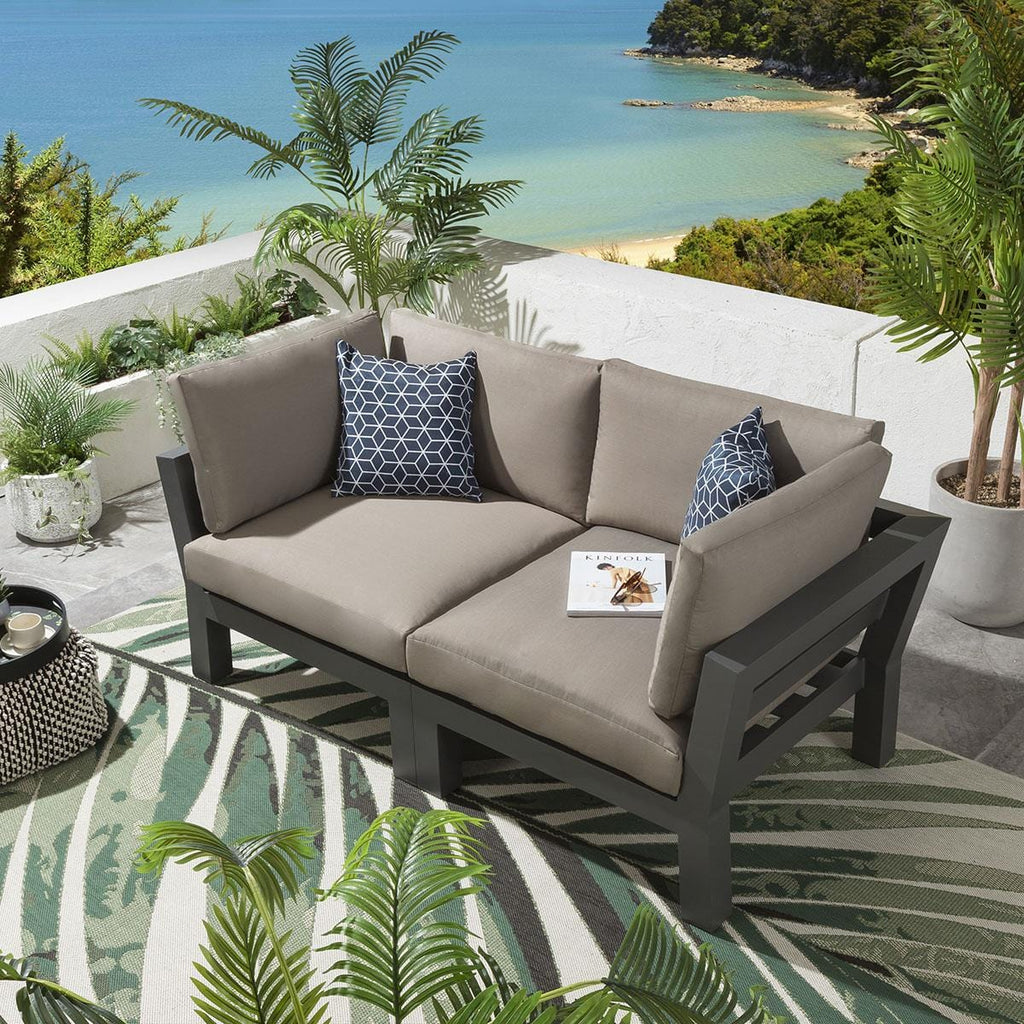 Ensemble de canapé de jardin modulaire Zara couleur café 186 x 93 cm S2