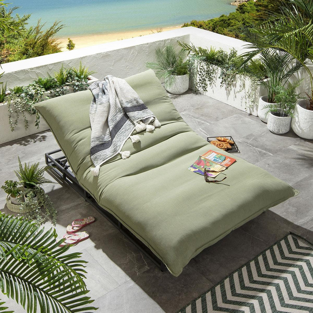 Ocean XL Garden Sun Lounger Green 195x127cm