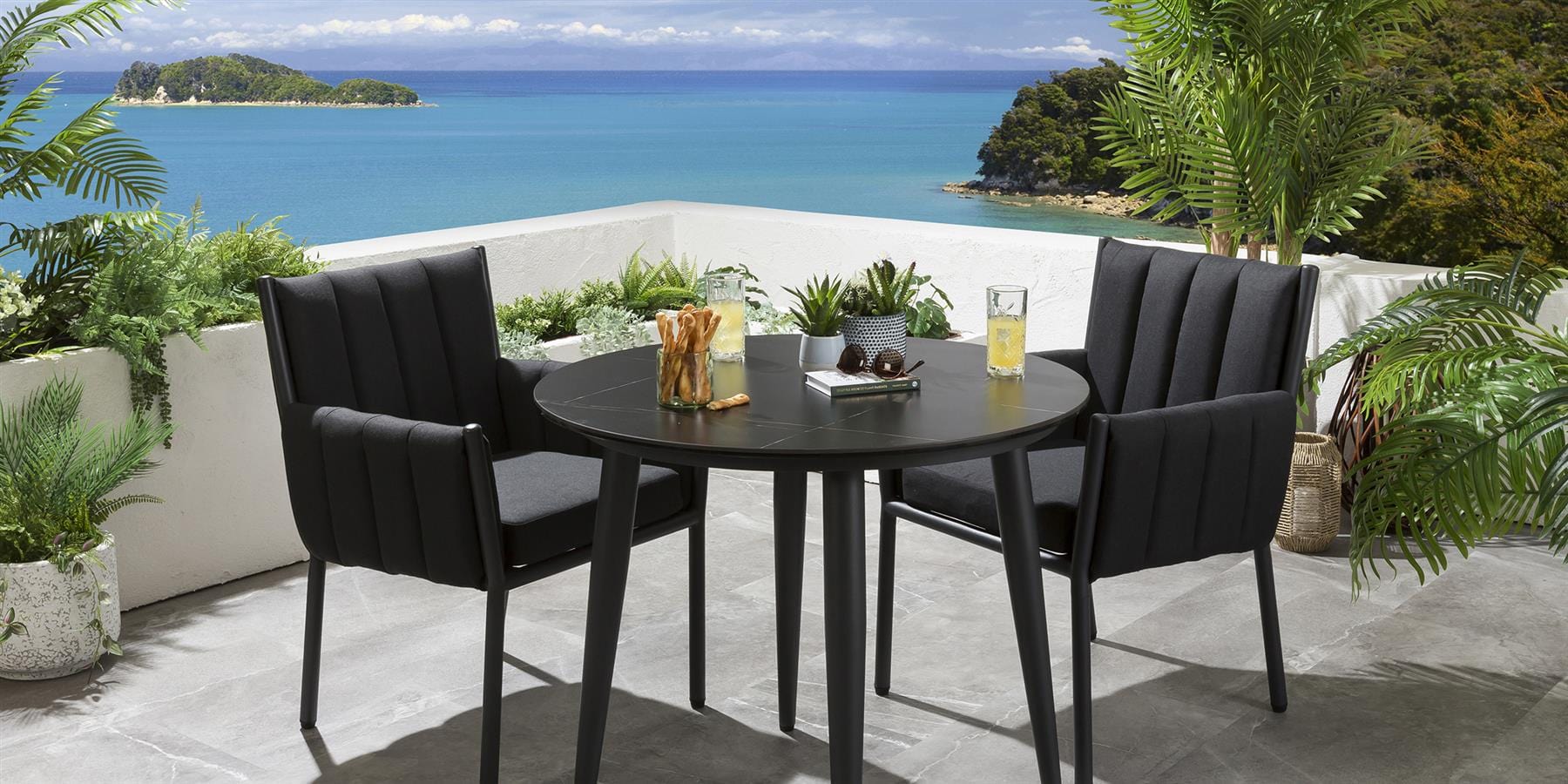 Ensemble de salle à manger Cannes 2 places - Céramique noire