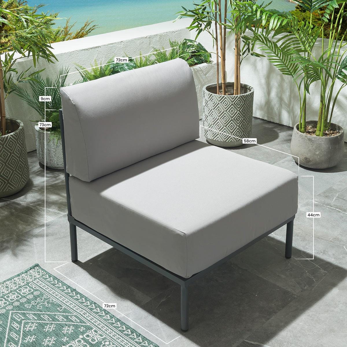 Ensemble canapé de jardin 2 places Alfie - Argent S2