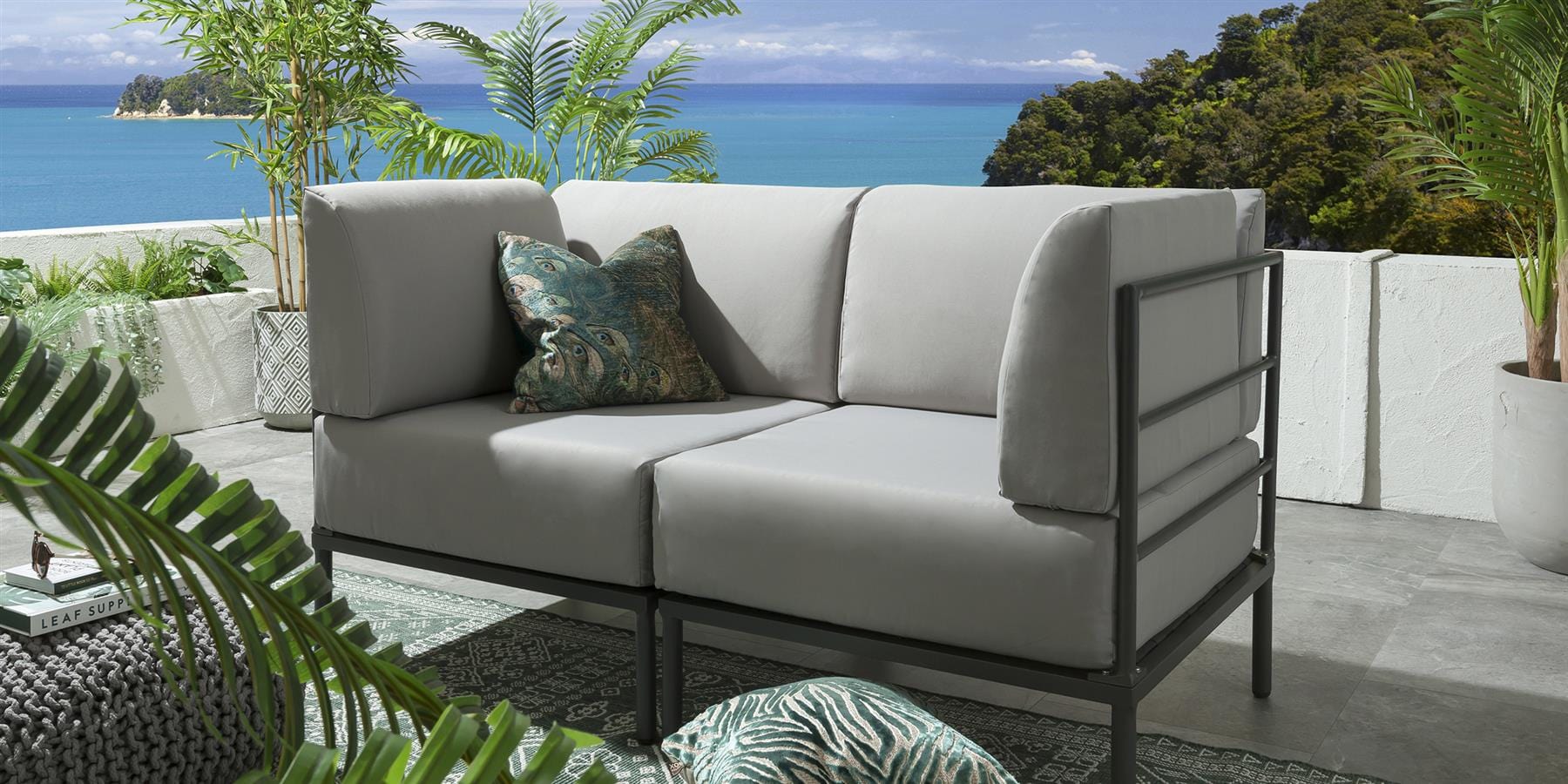 Ensemble canapé de jardin 2 places Alfie - Argent S2