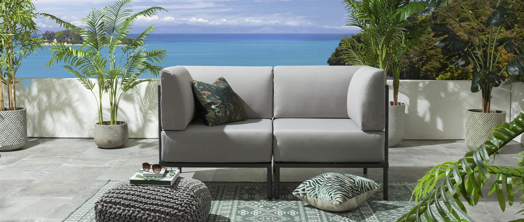 Ensemble canapé de jardin 2 places Alfie - Argent S2