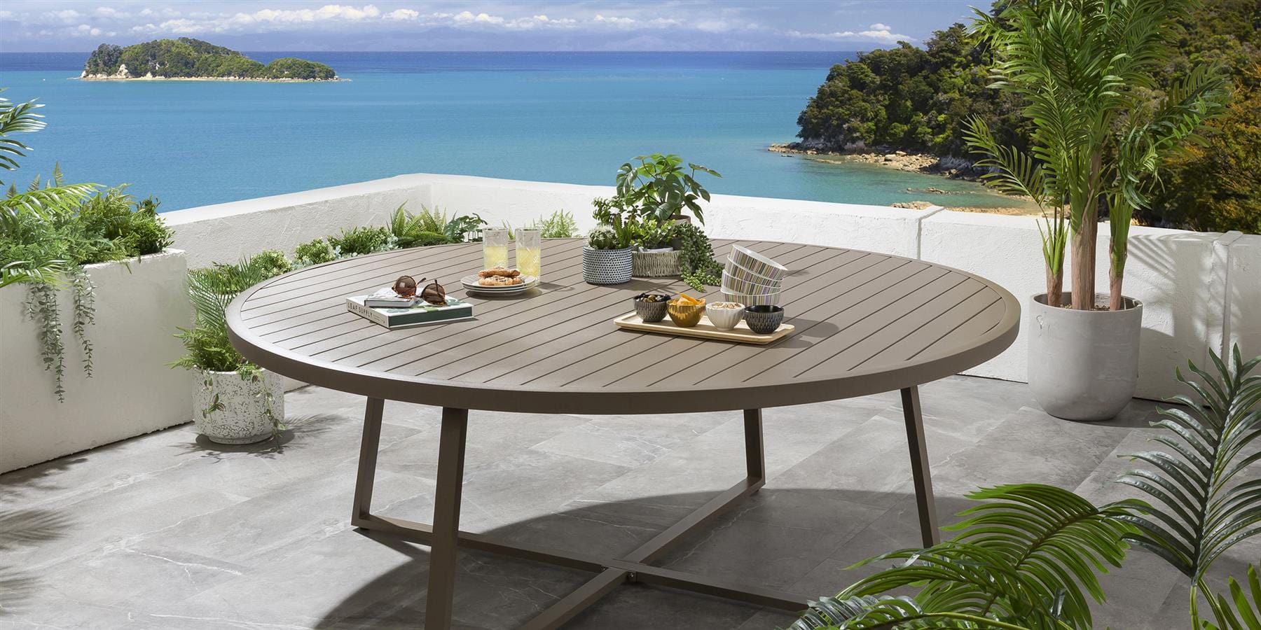 Table de salle à manger ronde Sun Garden 200 cm beige