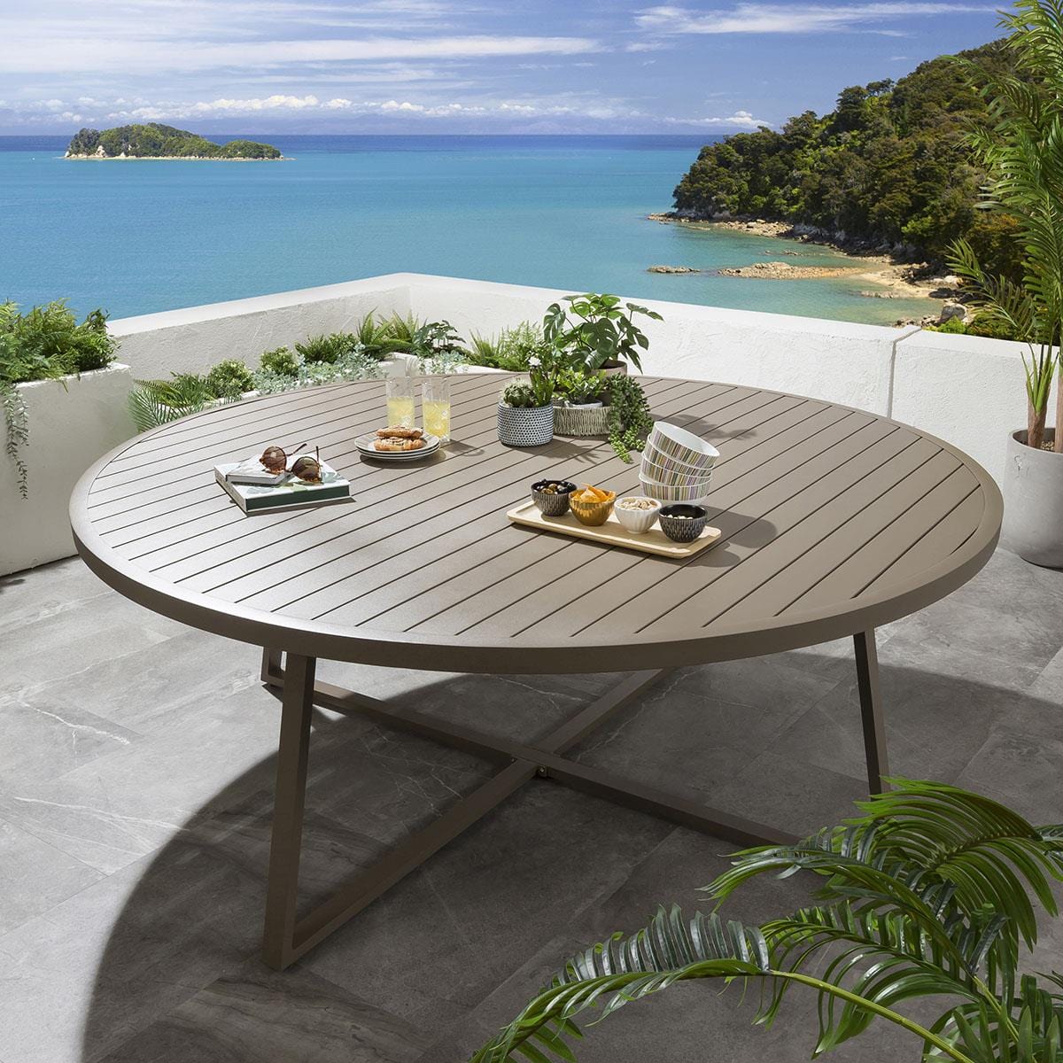 Table de salle à manger ronde Sun Garden 200 cm beige